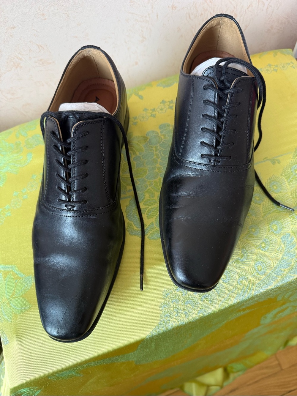 Aldo Nathon Black Leather Oxford Dress Shoes Square Toe Men's 7.5